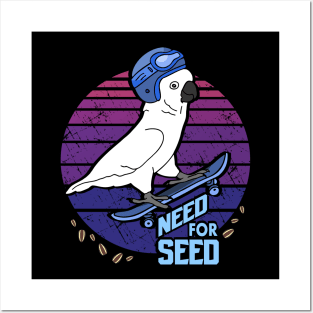 Need for Seed - skater Cockatoo doodle Posters and Art